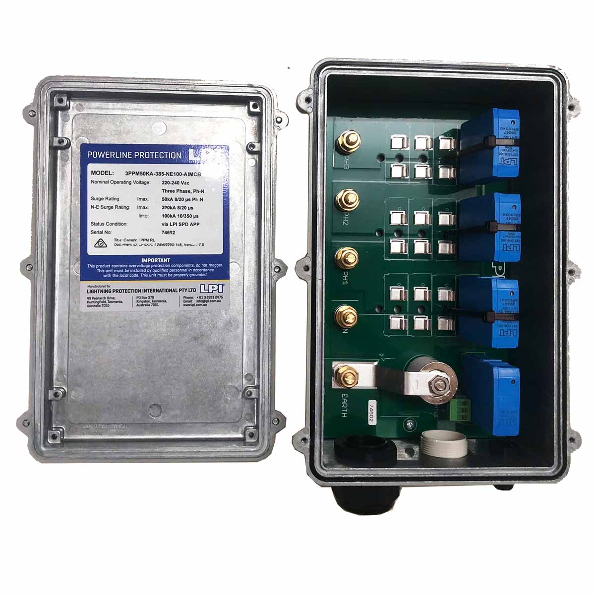 Tủ Chống Sét lan truyền nguồn 3 pha, 3PPM50KA-385-NE100-AIMCB