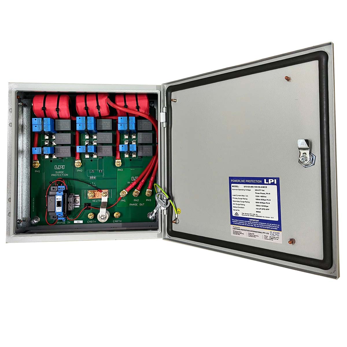 tủ cắt lọc sét 3 pha 125A LPI , SF3125-480-100+50-AIMCB