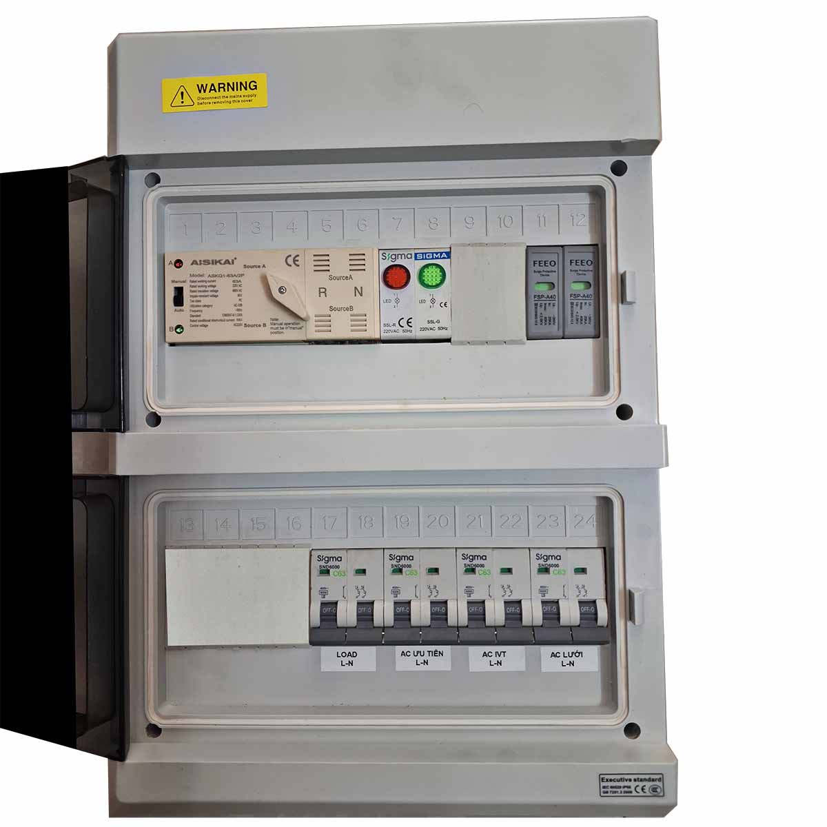 Tủ điện hòa lưới lưu trữ 6kW 1 Pha