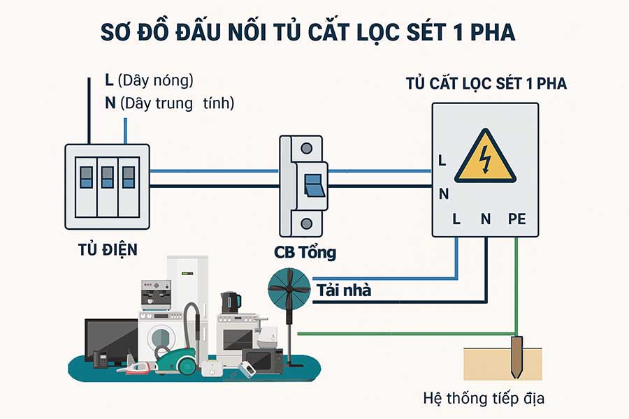 Hướng Dẫn Lắp Đặt Tủ Cắt Lọc Sét 1 Pha Tại Nhà 2025